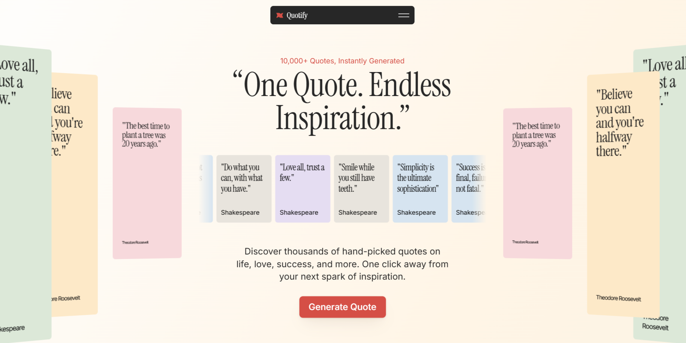 Quote Generator Header - Quotify