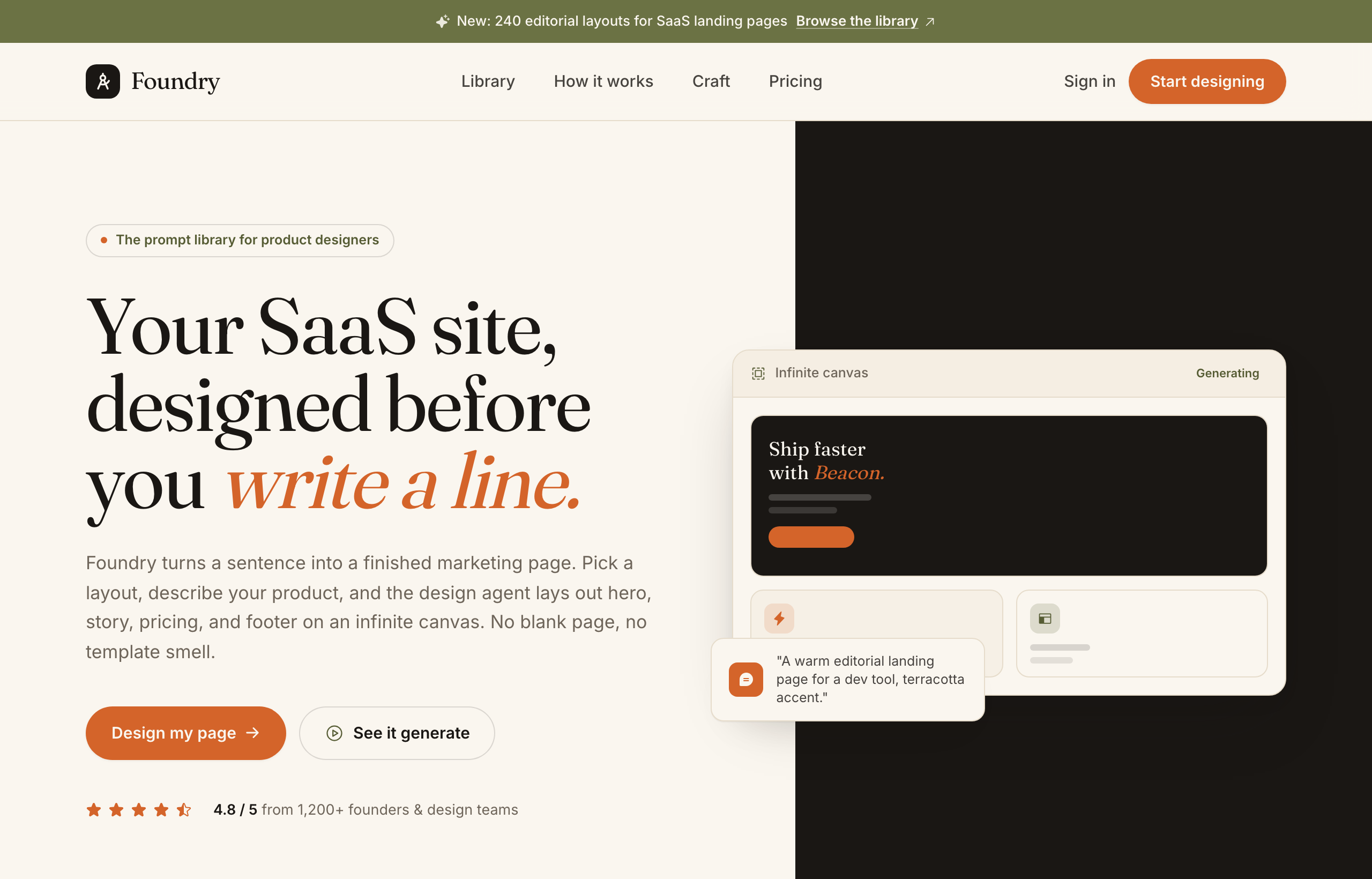 Foundry: Your SaaS Site, Designed Before You Write a Line