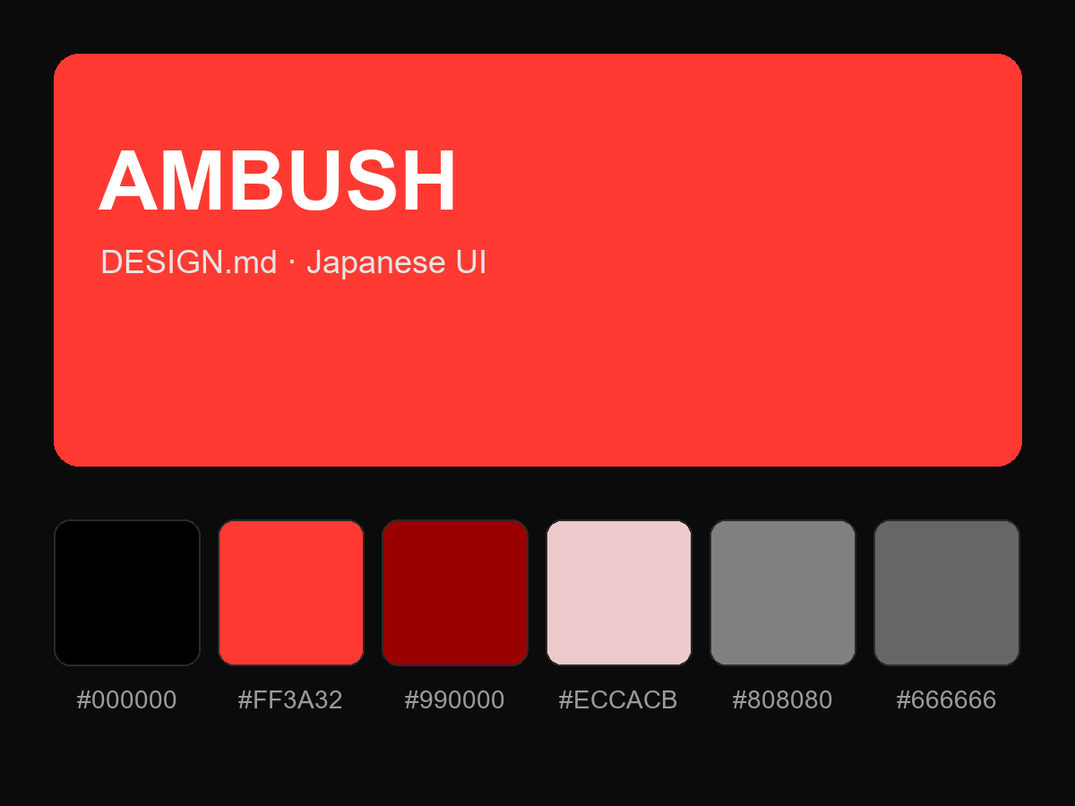 AMBUSH Style Design System (DESIGN.md, Japanese UI)