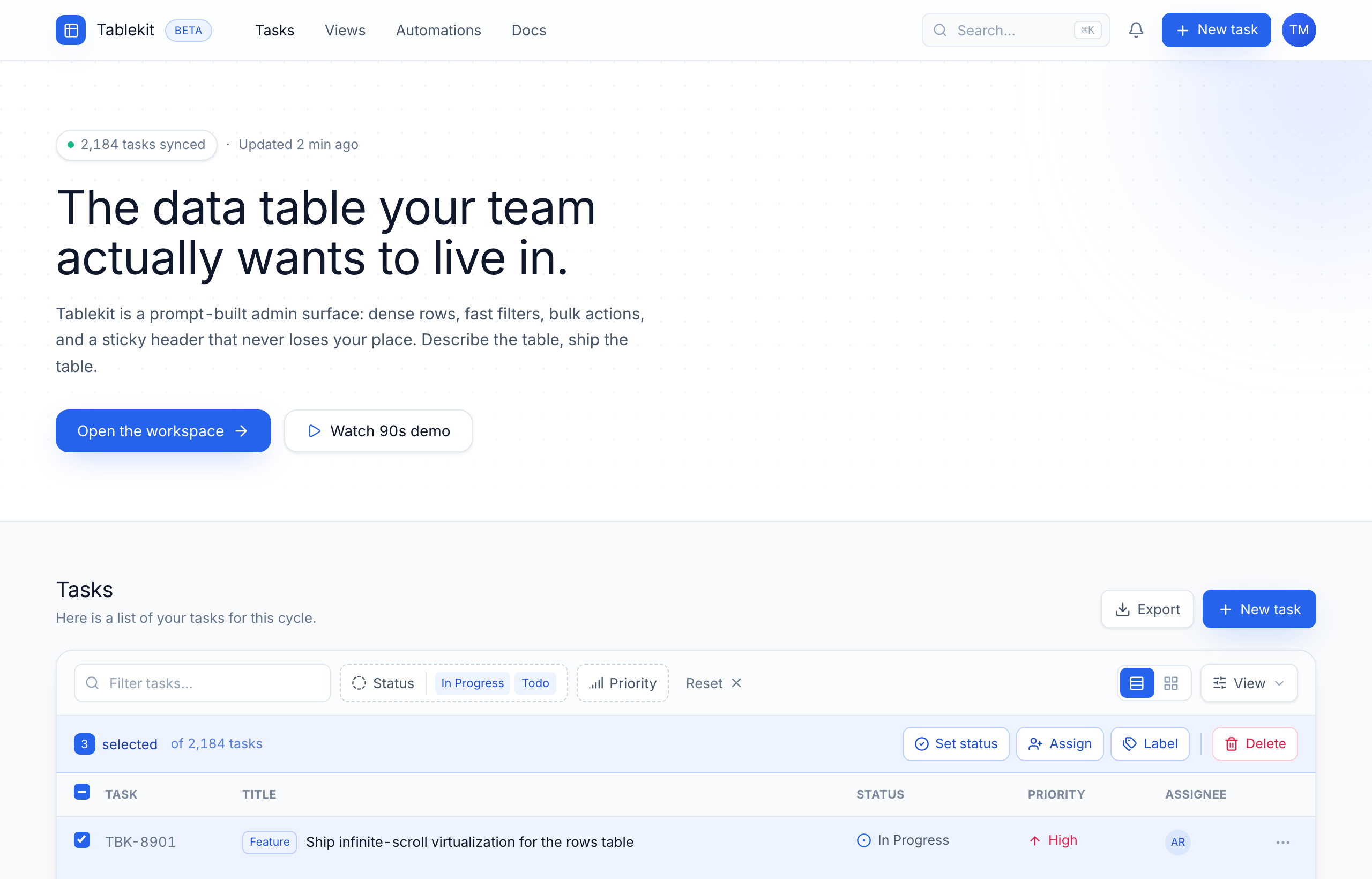 Tablekit — The data table your team actually wants to live in