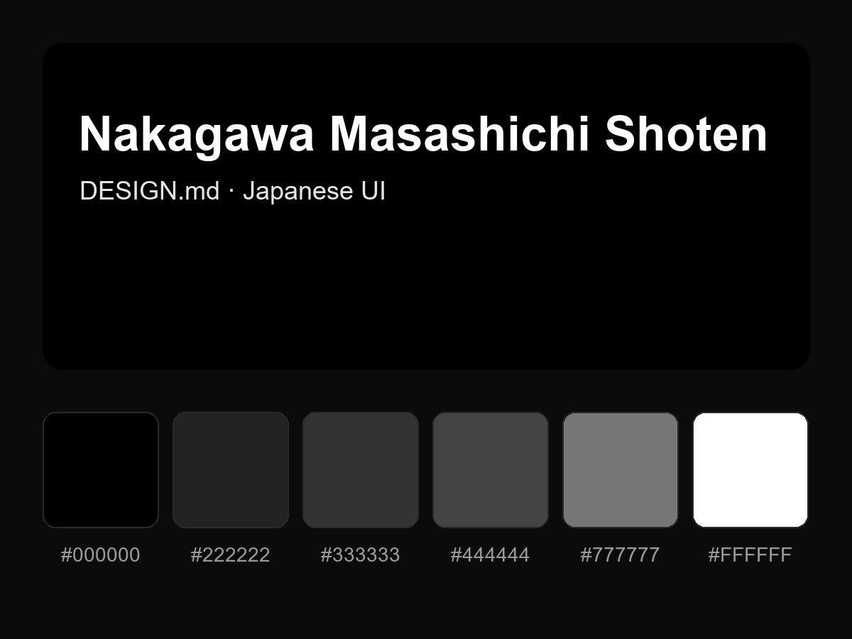 Nakagawa Masashichi Shoten Style Design System (DESIGN.md, Japanese UI)