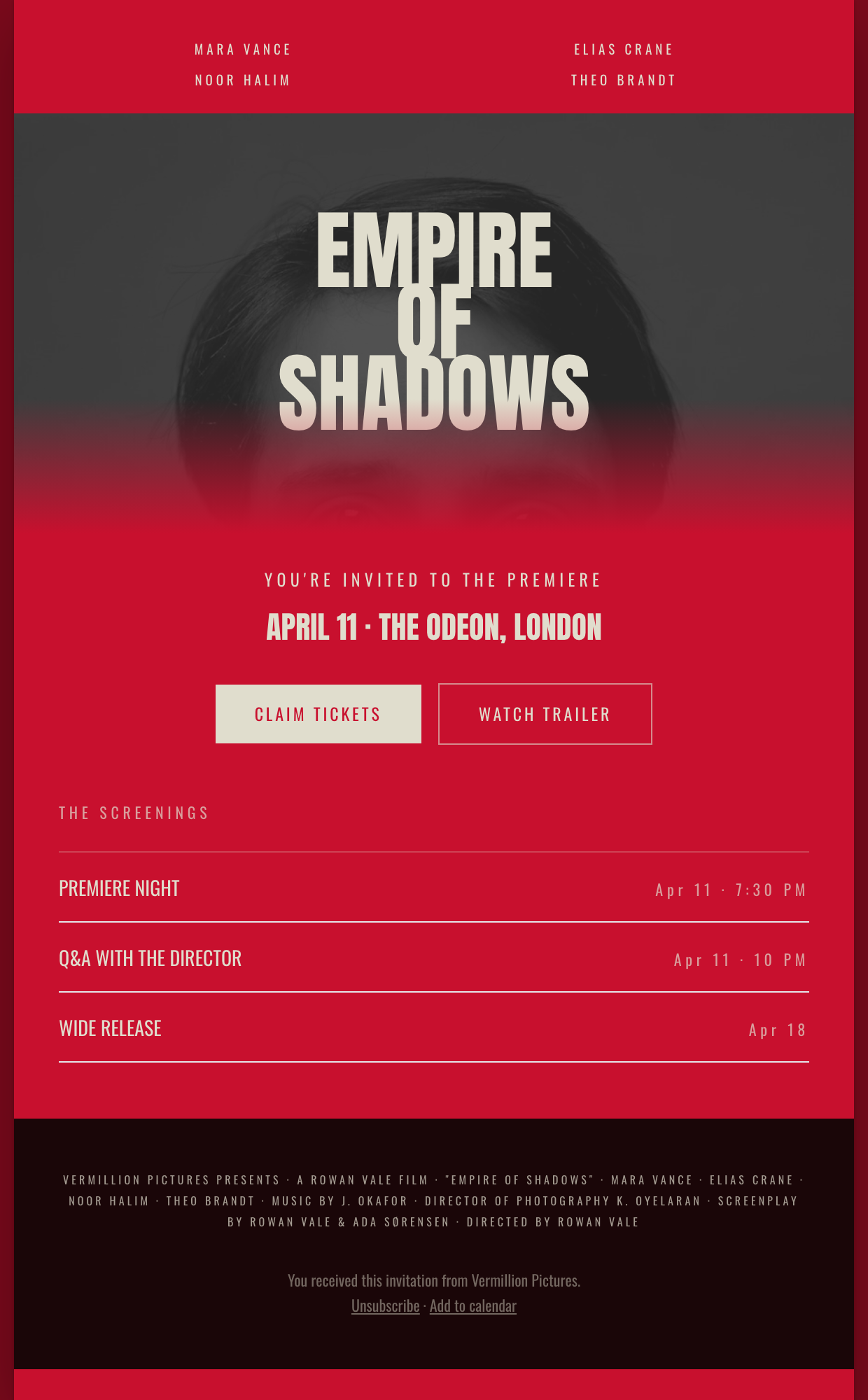 Movie-Poster Film Premiere Invite Email