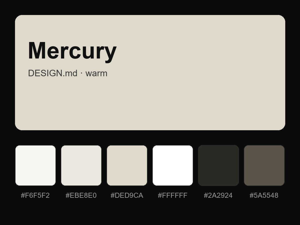 Mercury Style Design System (Warm, DESIGN.md)