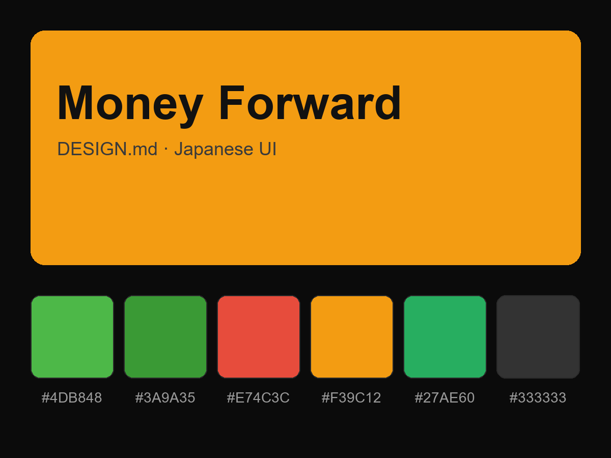 Money Forward Style Design System (DESIGN.md, Japanese UI)