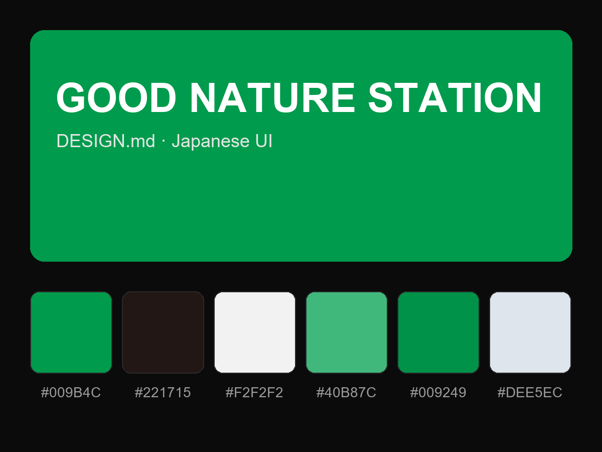 GOOD NATURE STATION Style Design System (DESIGN.md, Japanese UI)