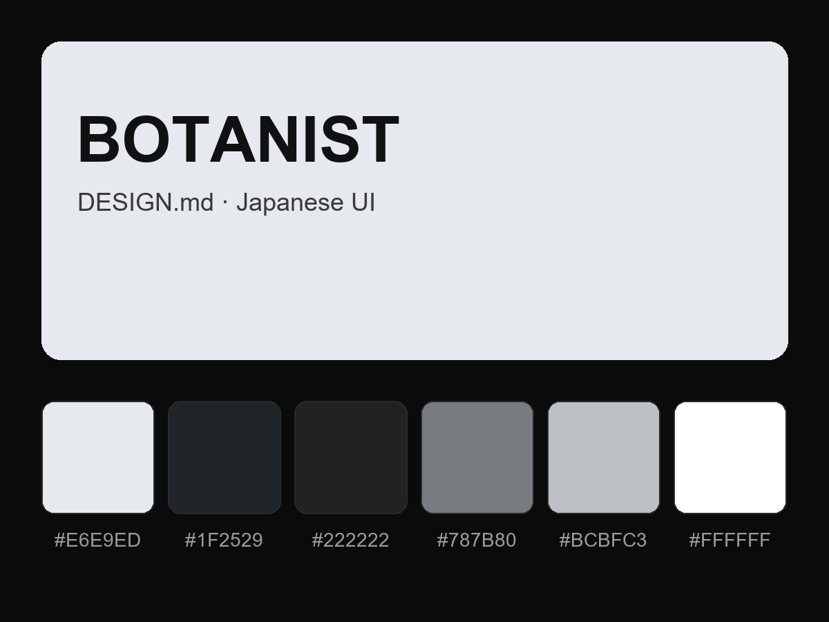BOTANIST Style Design System (DESIGN.md, Japanese UI)