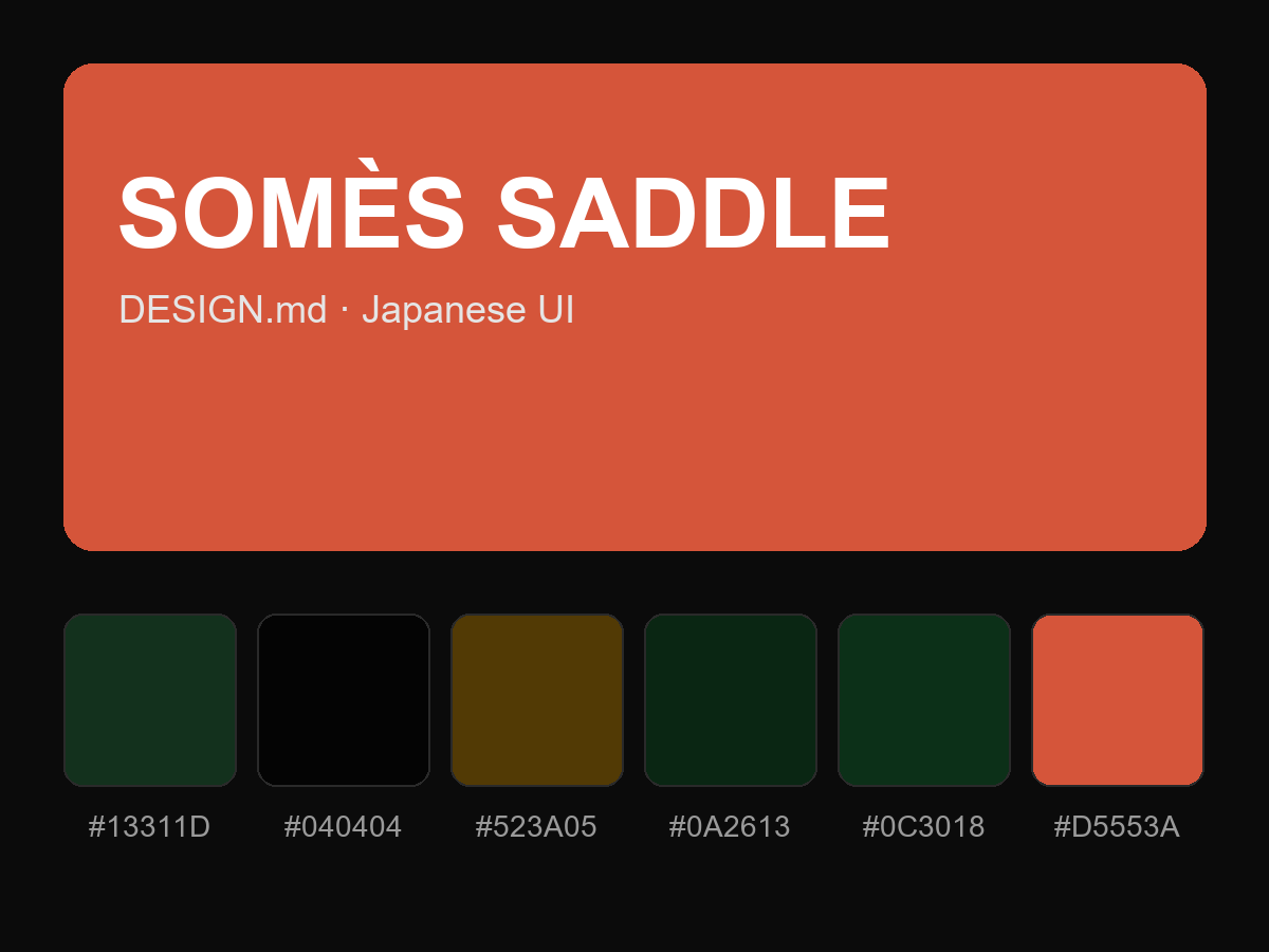 SOMÈS SADDLE Style Design System (DESIGN.md, Japanese UI)
