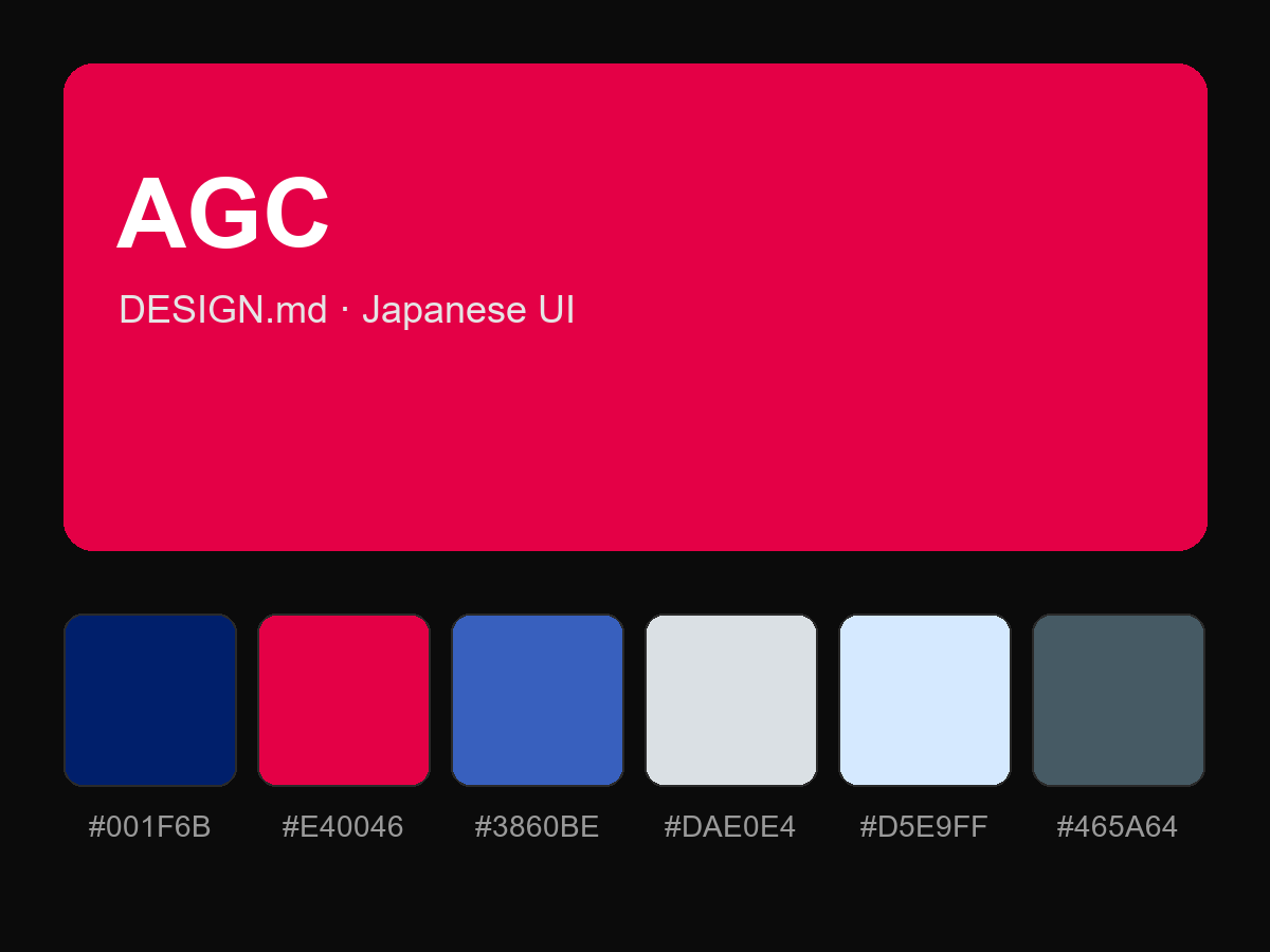 AGC (AGC Inc.) Style Design System (DESIGN.md, Japanese UI)