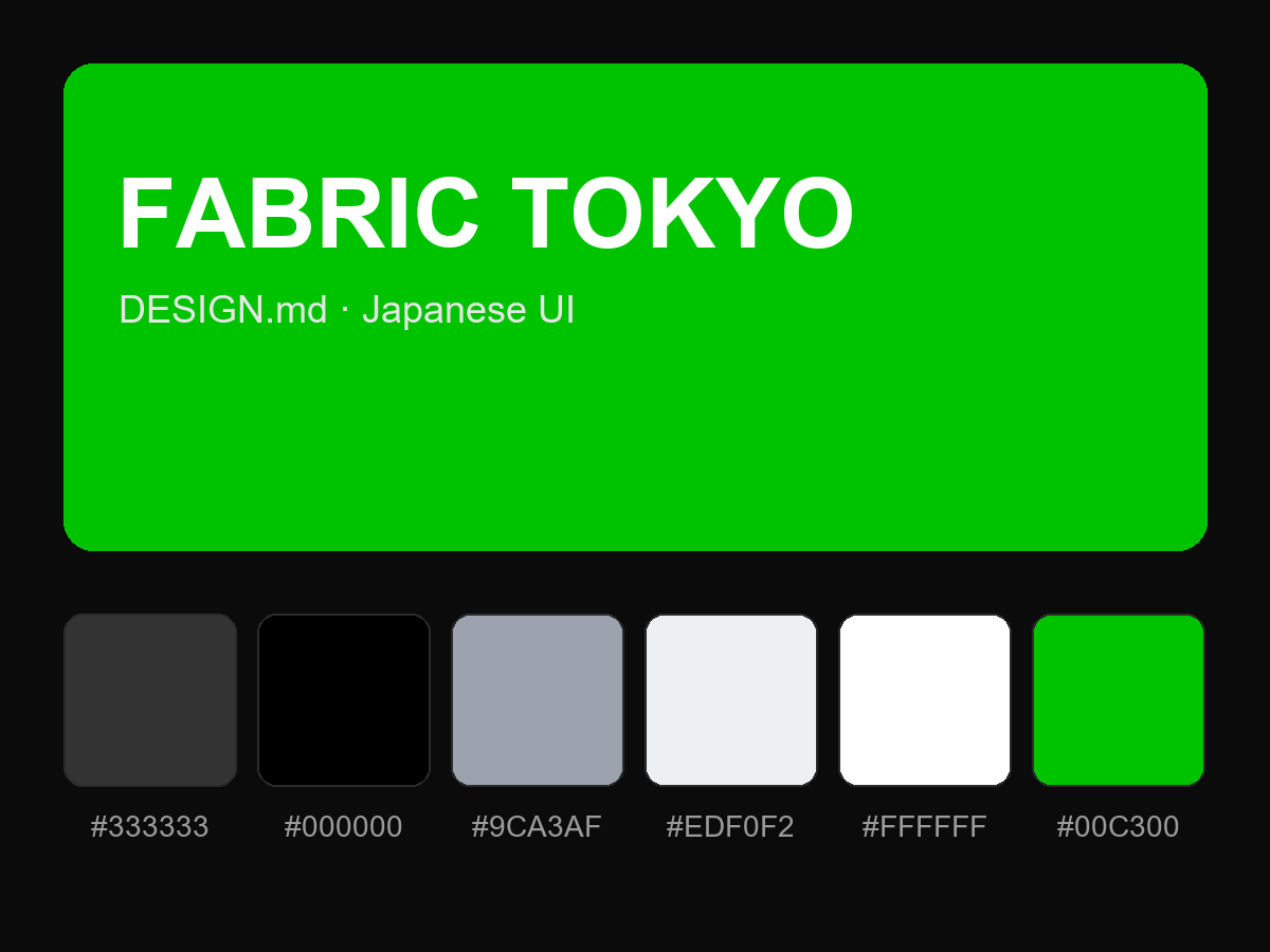FABRIC TOKYO Style Design System (DESIGN.md, Japanese UI)