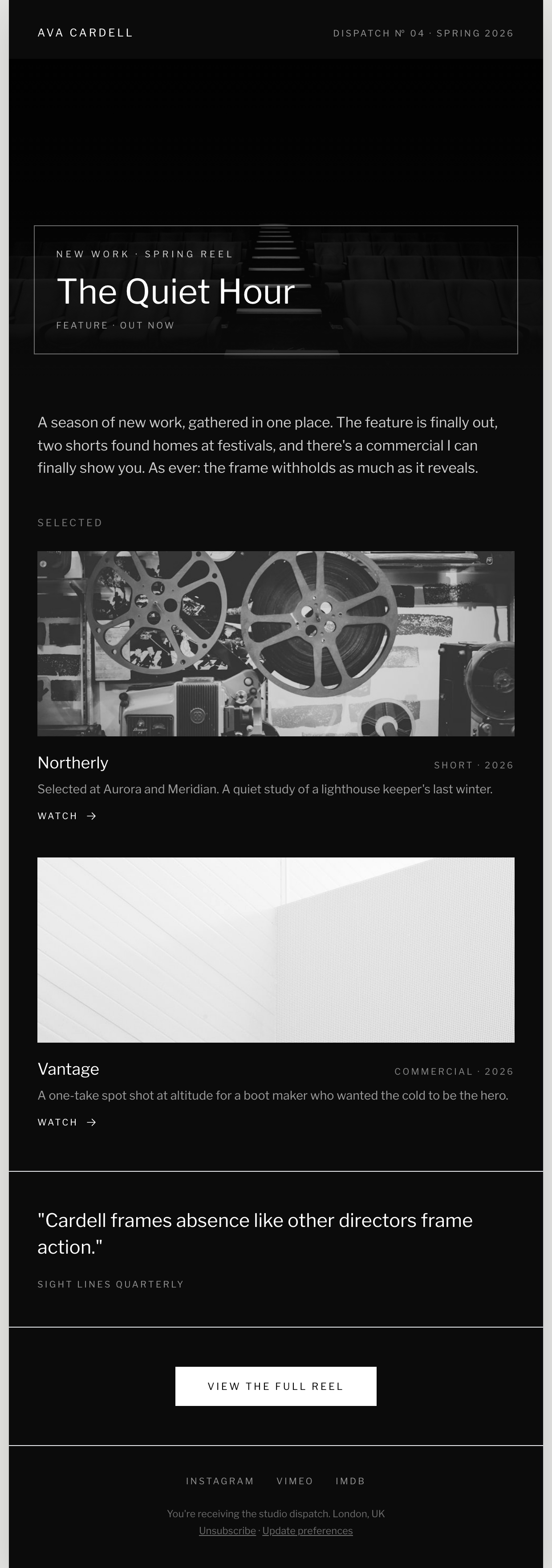 Cinematic Grayscale Newsletter Email