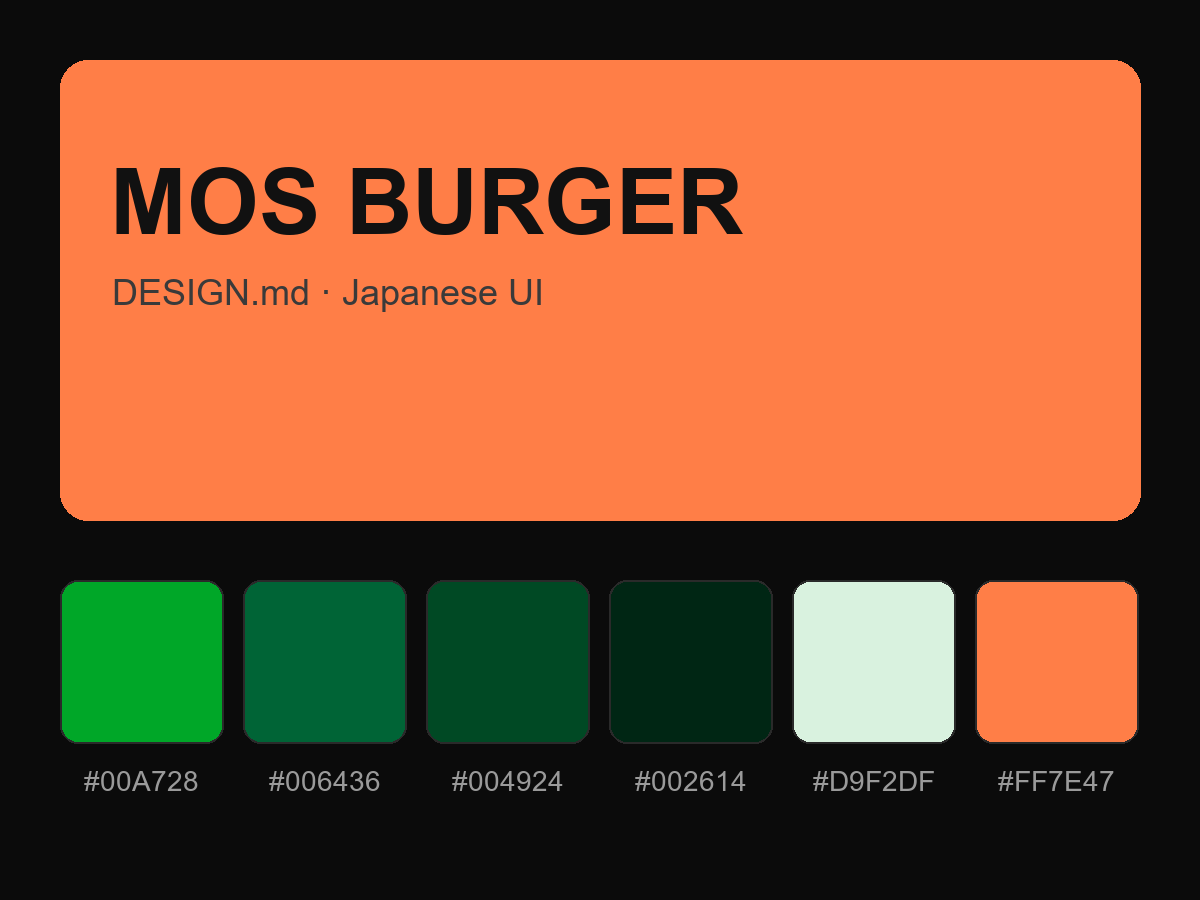 MOS BURGER Style Design System (DESIGN.md, Japanese UI)