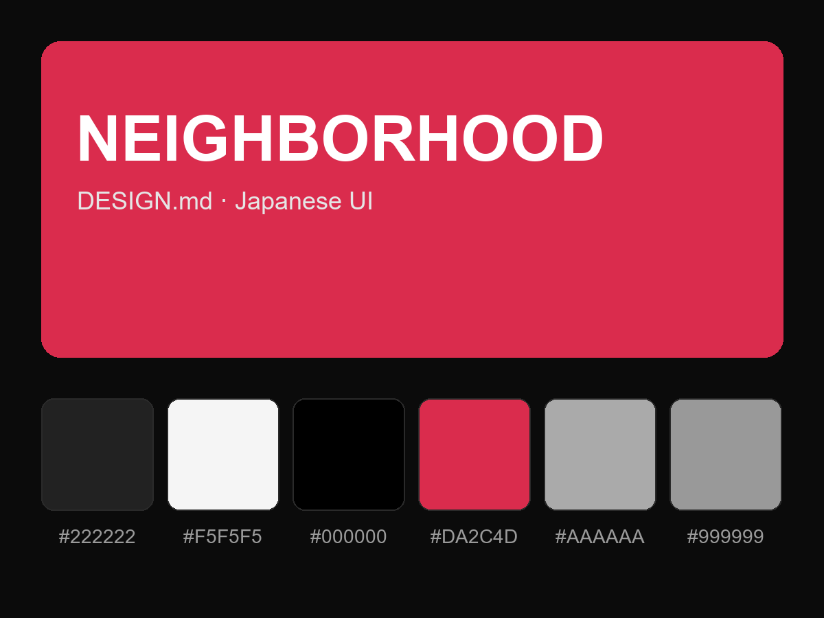 NEIGHBORHOOD Style Design System (DESIGN.md, Japanese UI)