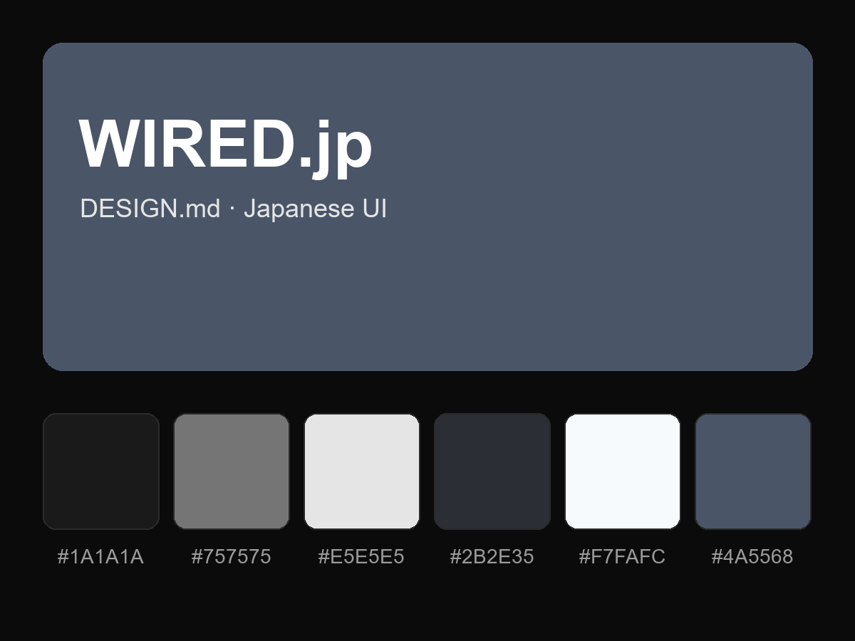 WIRED.jp Style Design System (DESIGN.md, Japanese UI)