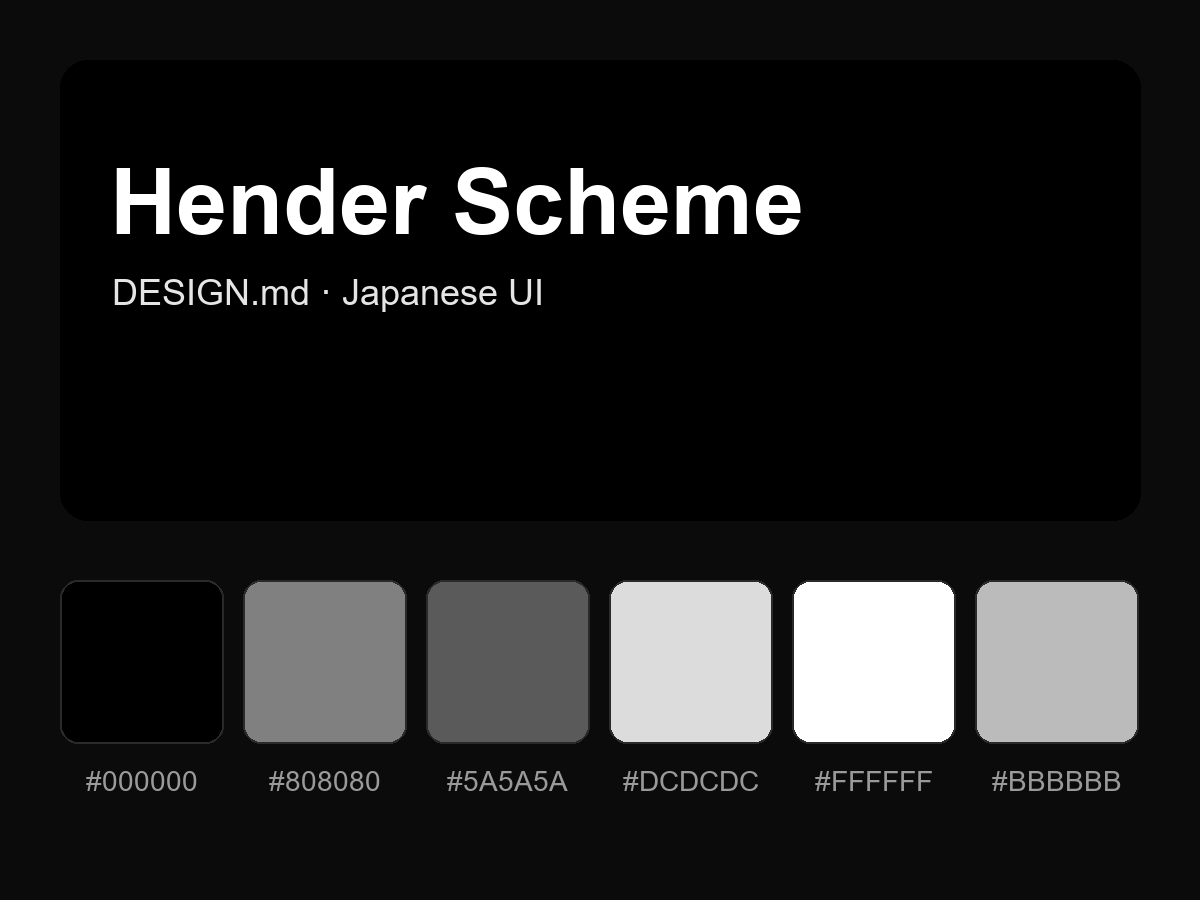 Hender Scheme Style Design System (DESIGN.md, Japanese UI)