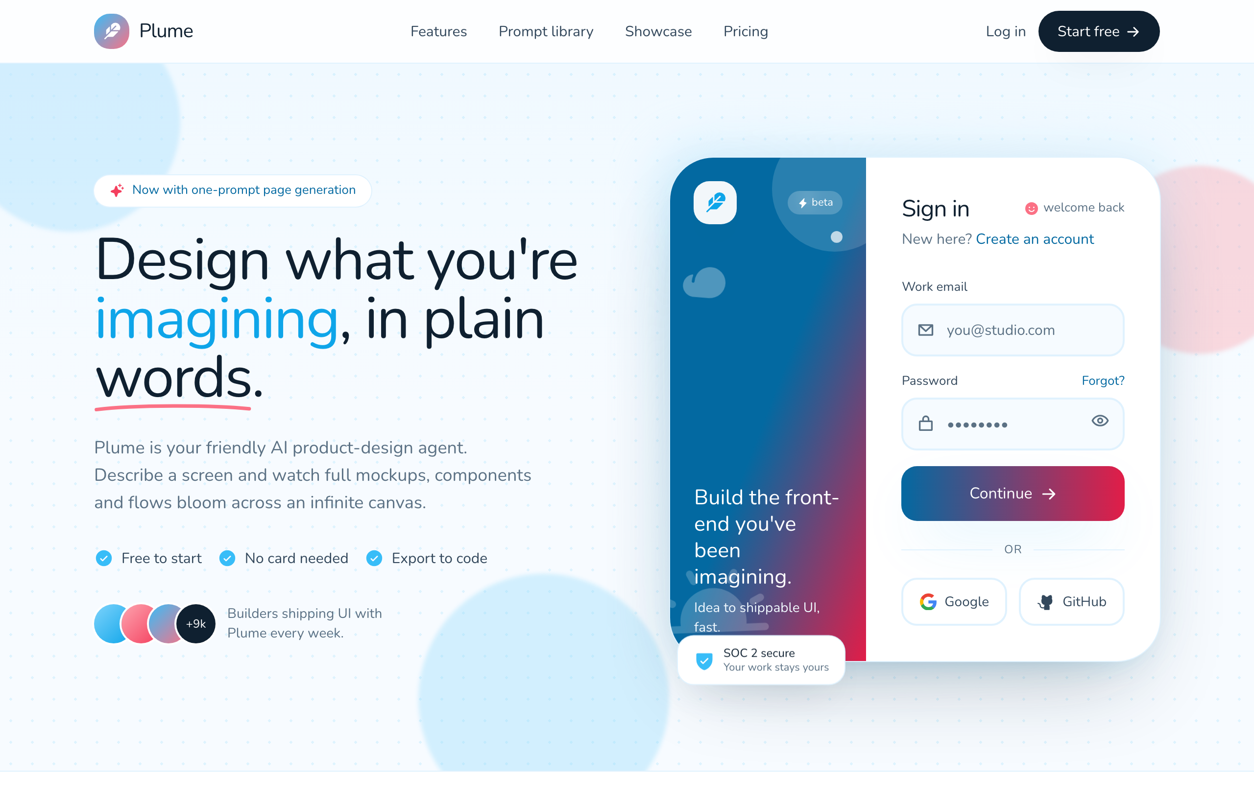 Plume · Sign in to your design canvas