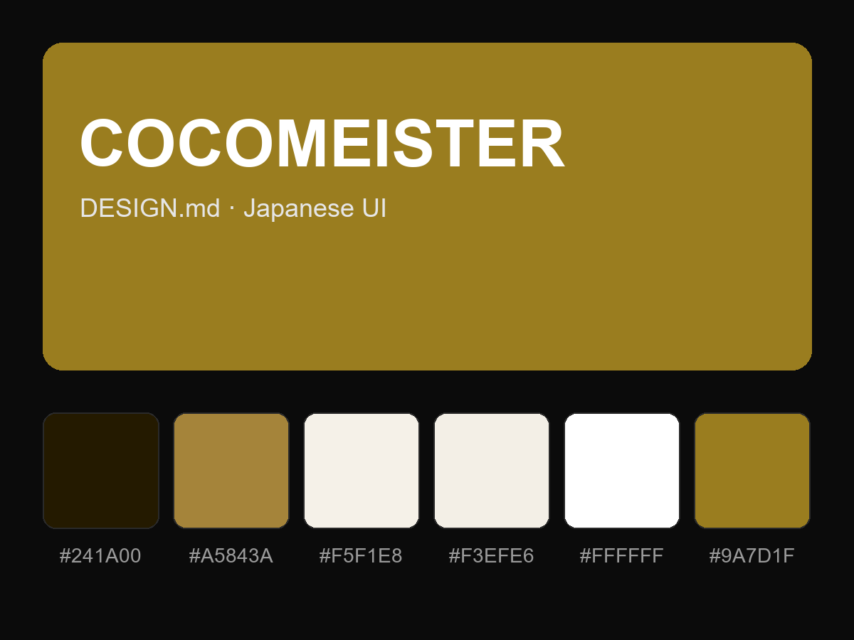 COCOMEISTER Style Design System (DESIGN.md, Japanese UI)