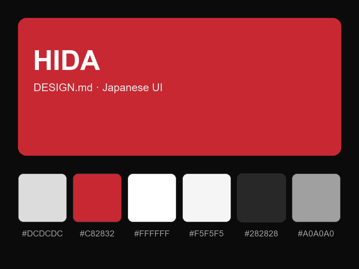 HIDA (Hida Sangyo) Style Design System (DESIGN.md, Japanese UI)