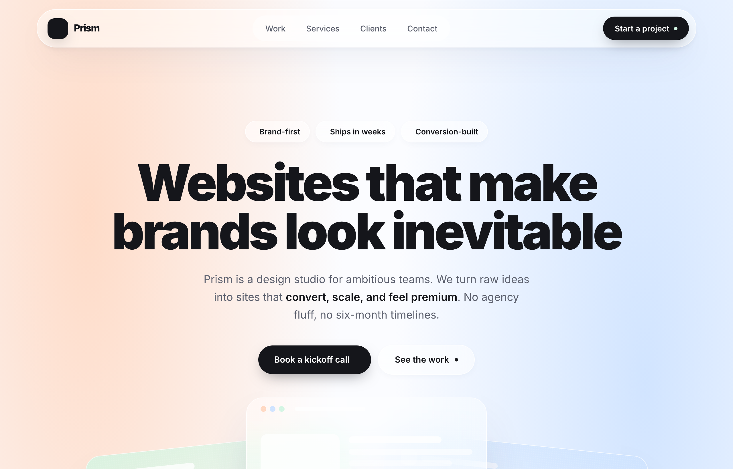 Prism — Frosted-Glass Pastel Agency Studio