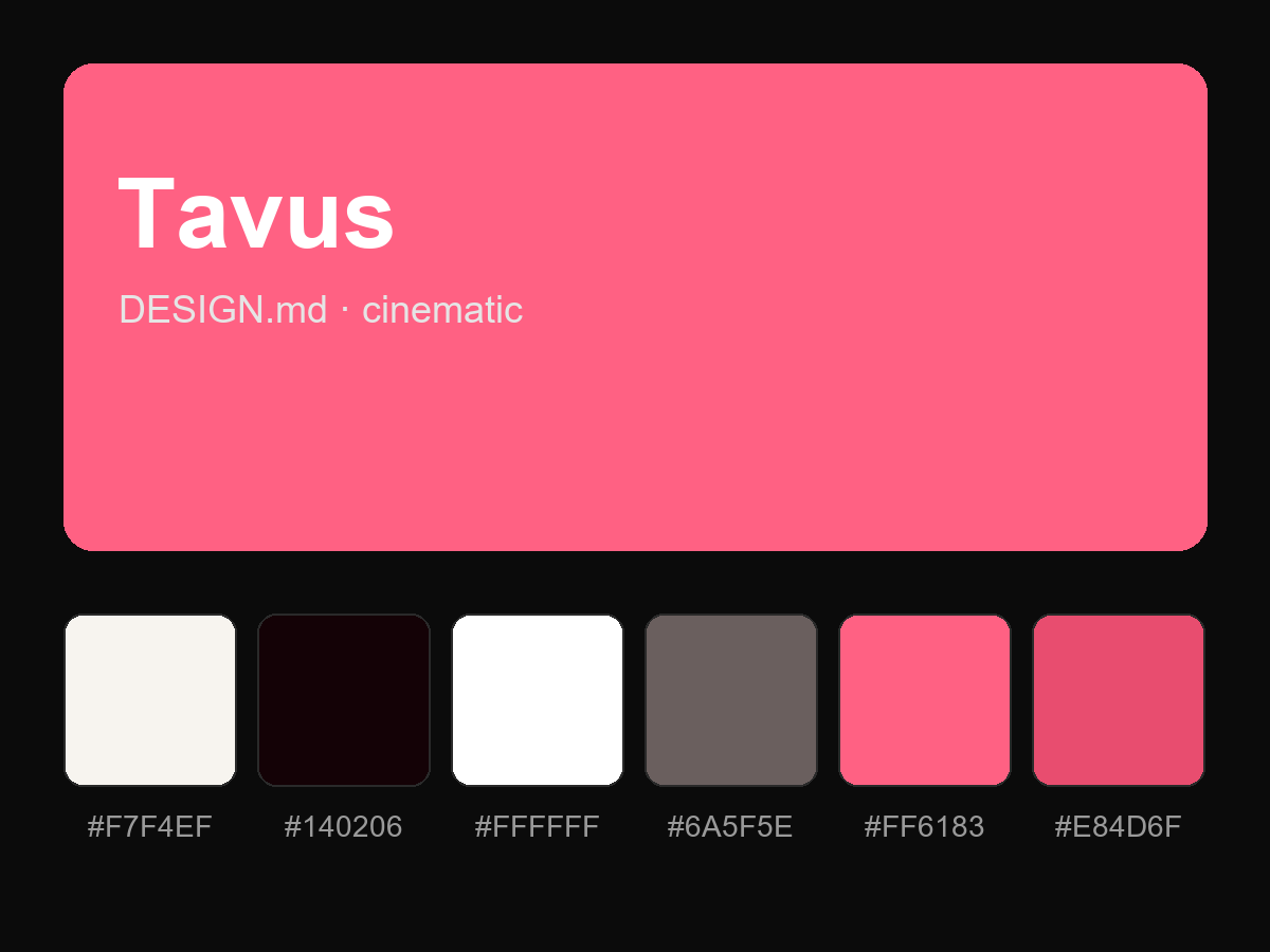 Tavus Style Design System (Cinematic, DESIGN.md)