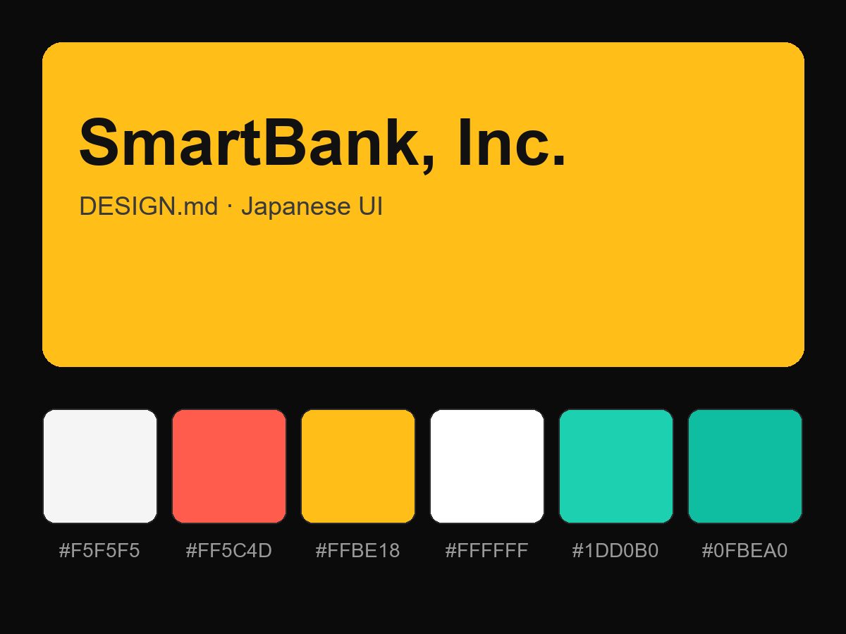 SmartBank, Inc. Style Design System (DESIGN.md, Japanese UI)