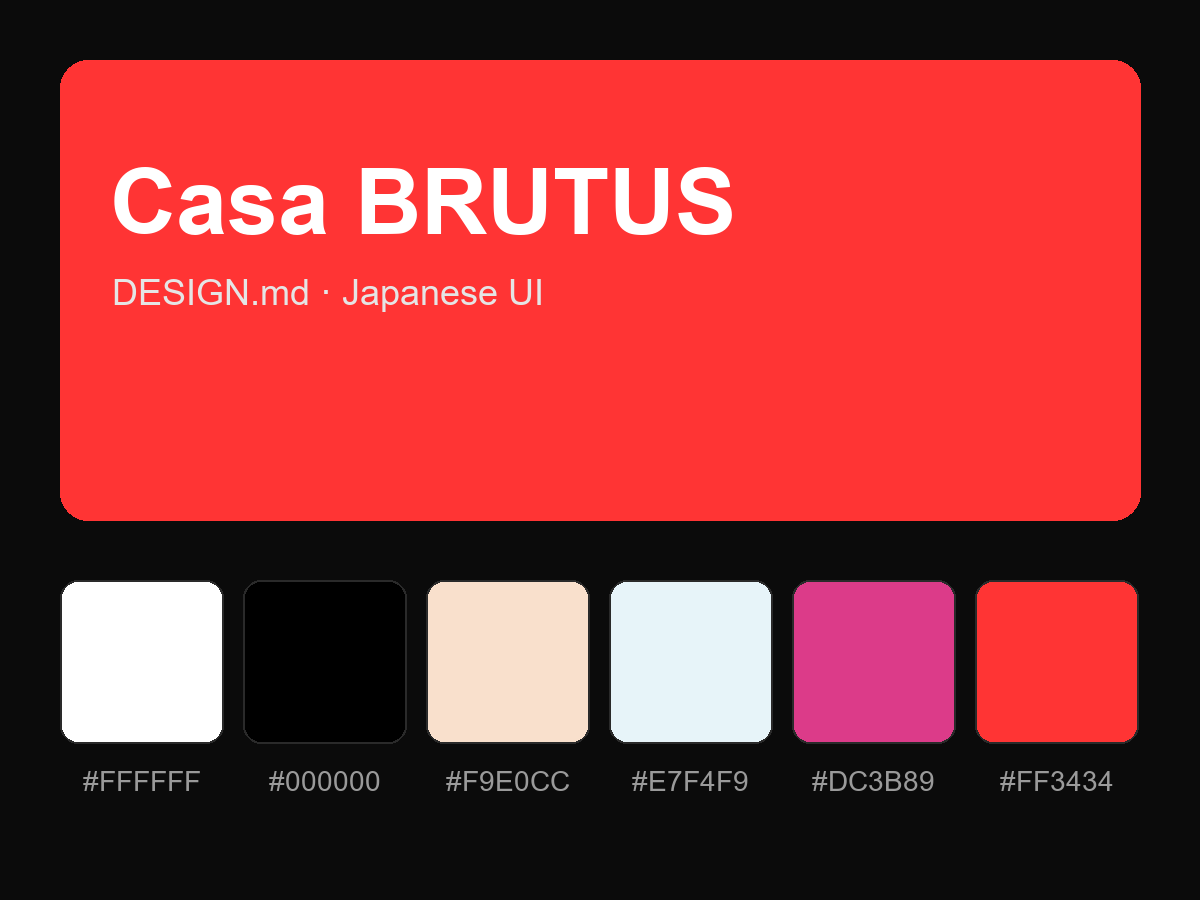 Casa BRUTUS Style Design System (DESIGN.md, Japanese UI)