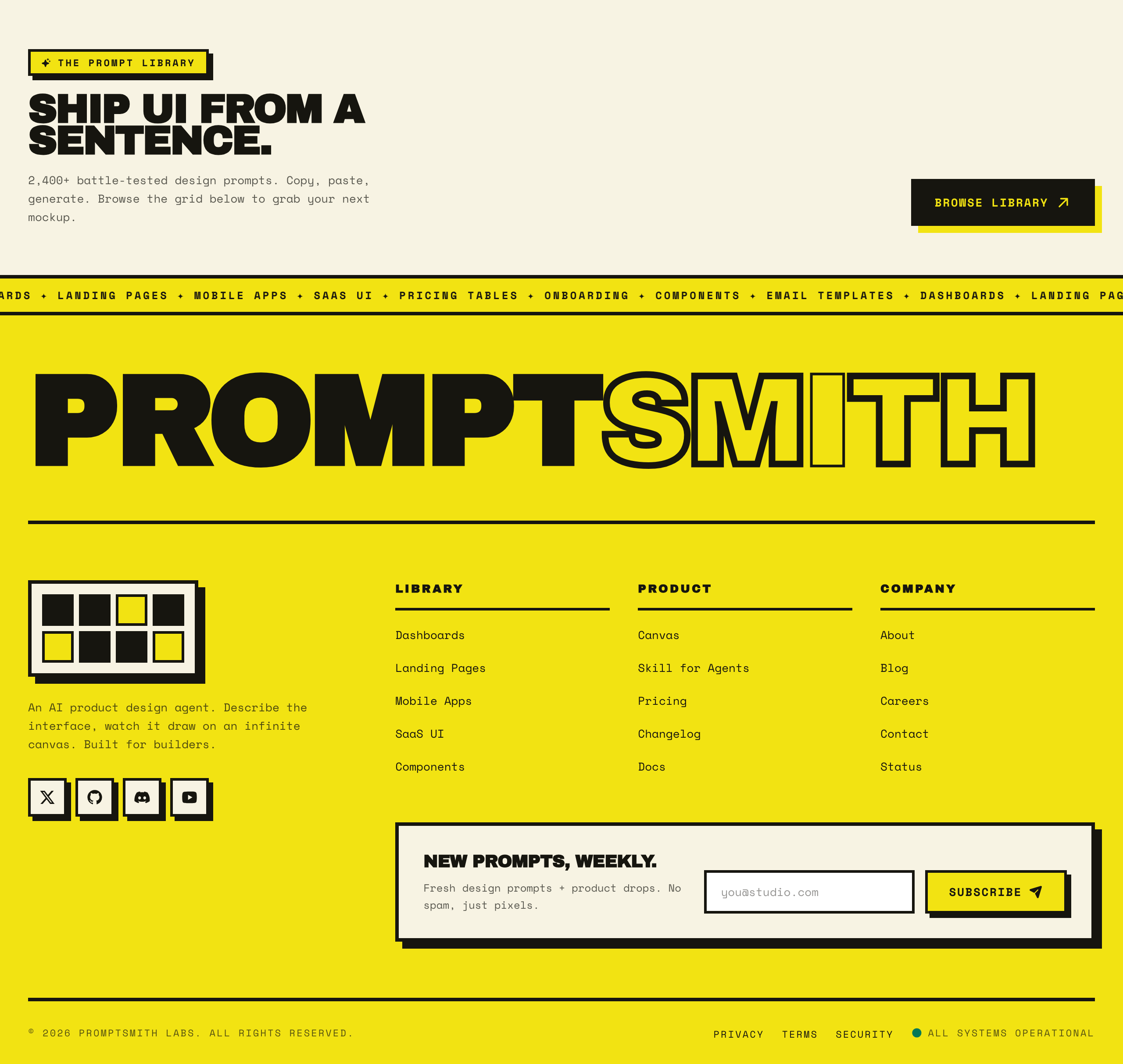 Acid-Yellow Neo-Brutalist Mega Footer
