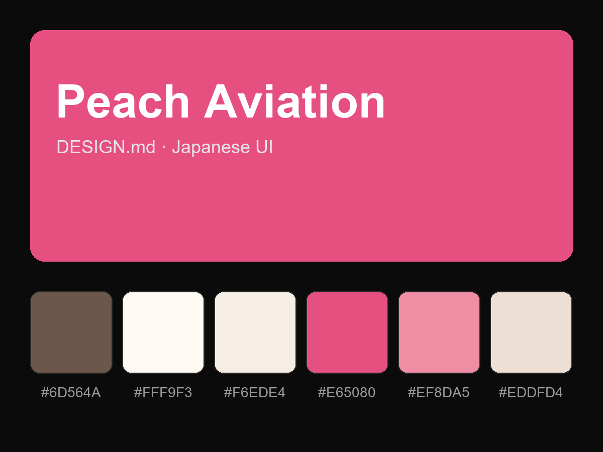 Peach Aviation Style Design System (DESIGN.md, Japanese UI)