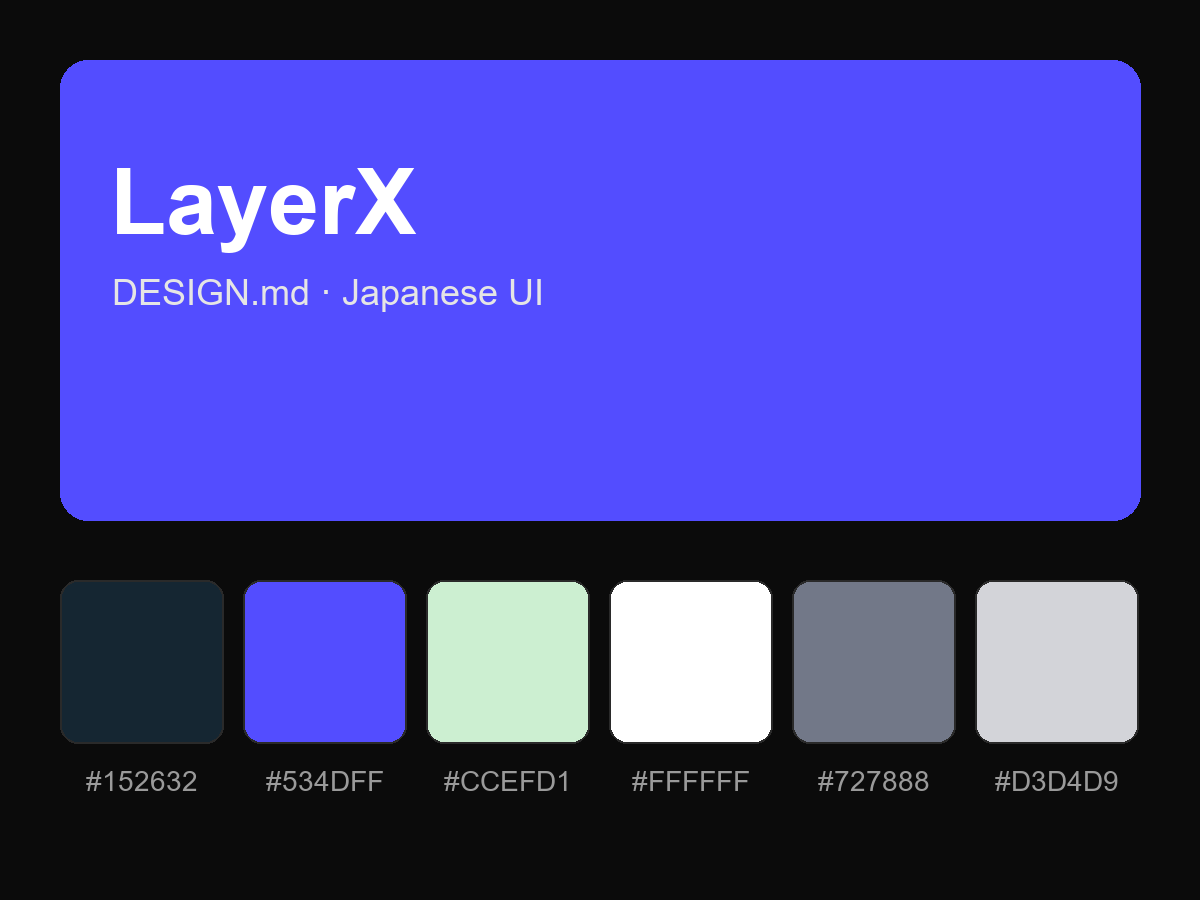 LayerX Style Design System (DESIGN.md, Japanese UI)