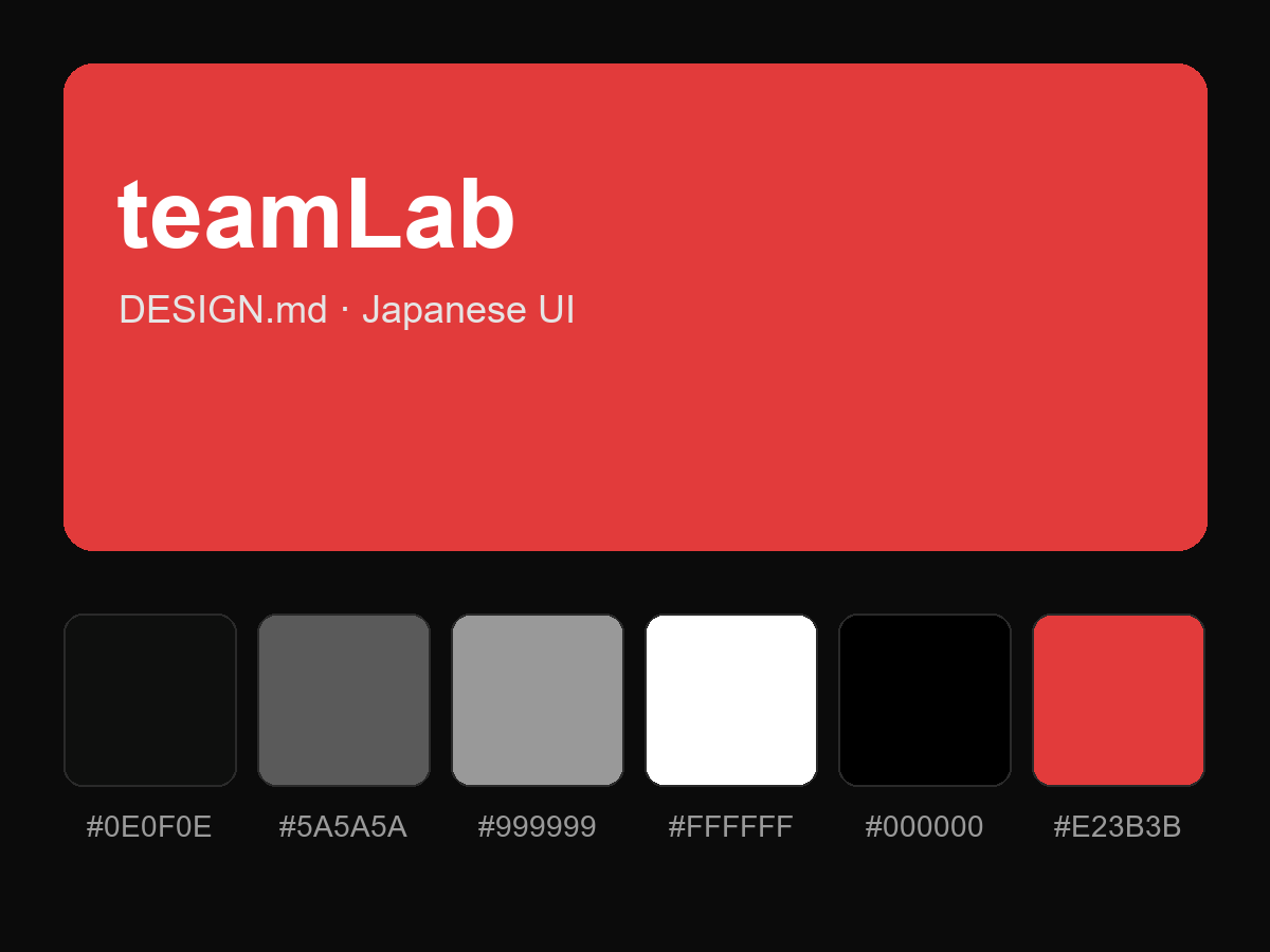 teamLab Style Design System (DESIGN.md, Japanese UI)