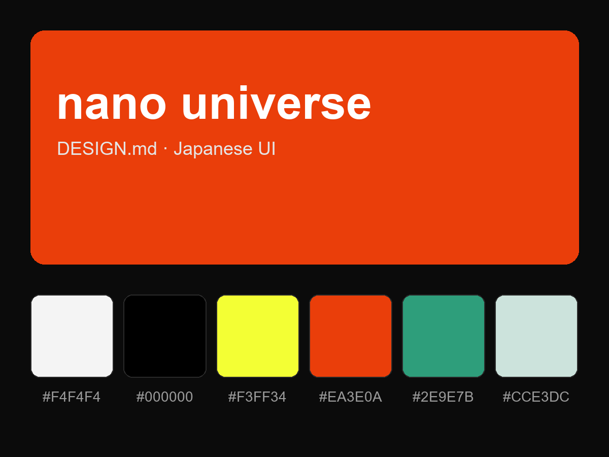nano universe Style Design System (DESIGN.md, Japanese UI)