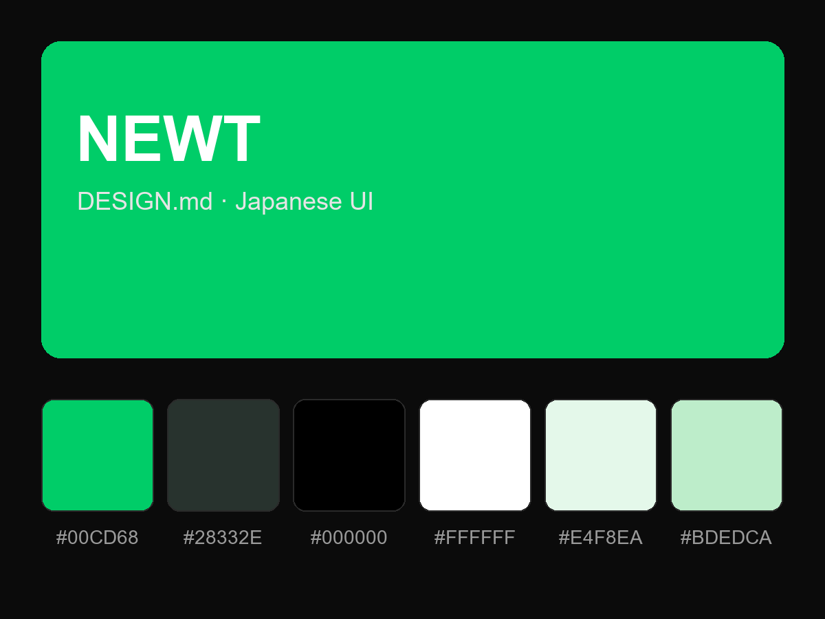 NEWT (Newt / Reiwa Travel) Style Design System (DESIGN.md, Japanese UI)