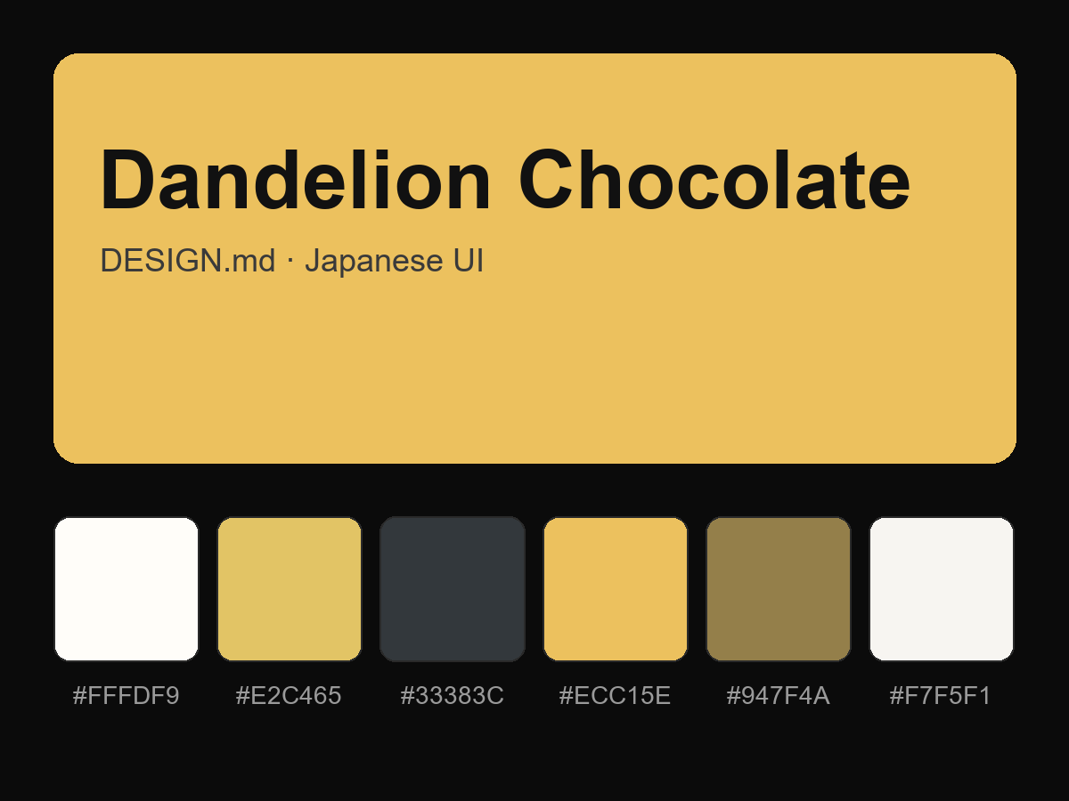 Dandelion Chocolate Style Design System (DESIGN.md, Japanese UI)