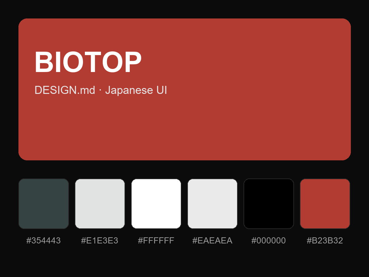 BIOTOP Style Design System (DESIGN.md, Japanese UI)