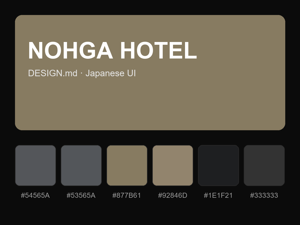 NOHGA HOTEL Style Design System (DESIGN.md, Japanese UI)