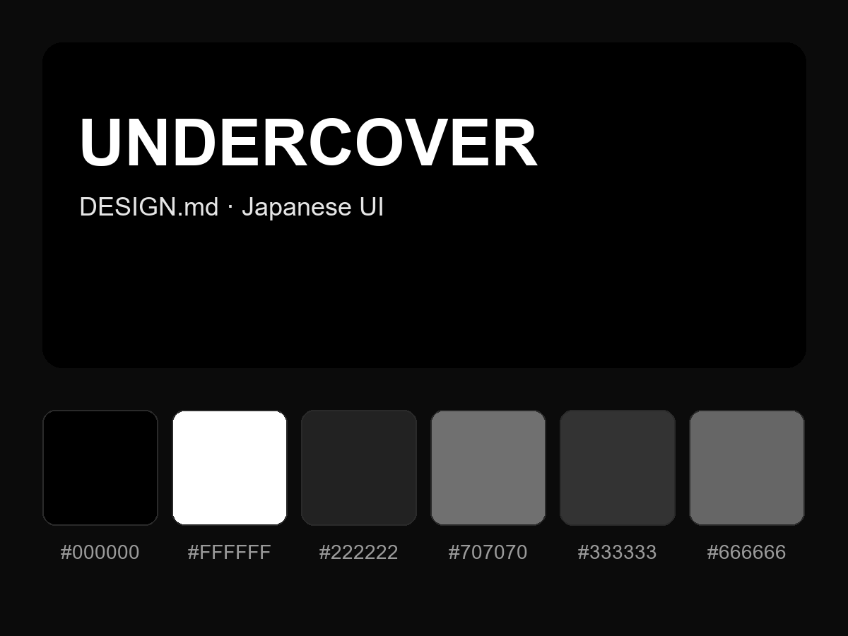 UNDERCOVER Style Design System (DESIGN.md, Japanese UI)