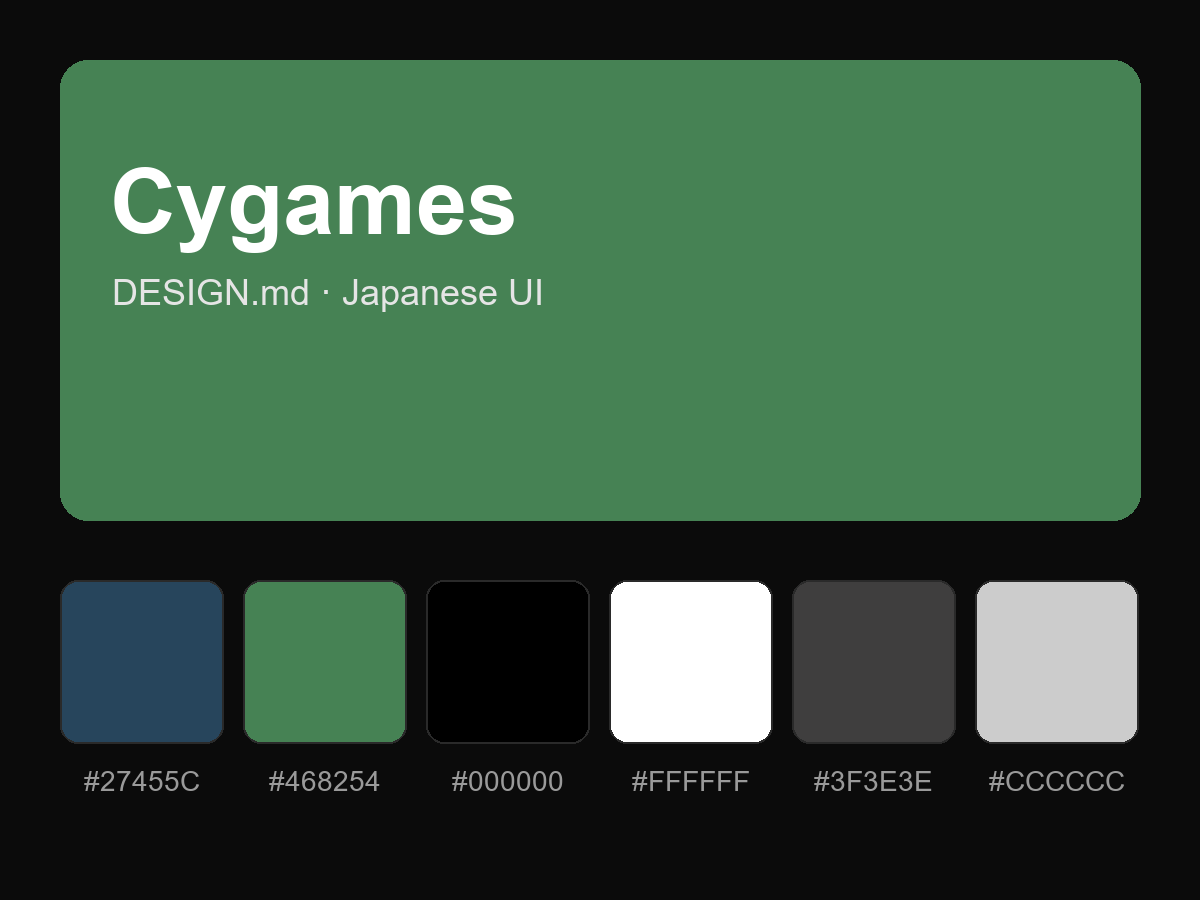 Cygames Style Design System (DESIGN.md, Japanese UI)