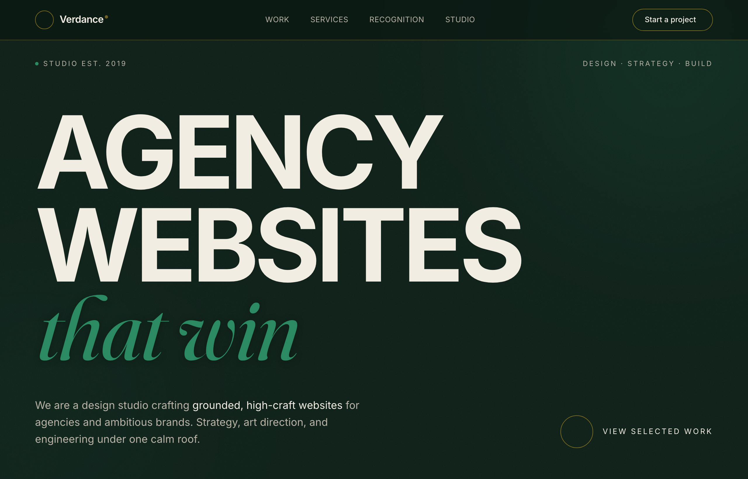 Verdance — Agency Website Design Studio (Dark Emerald)