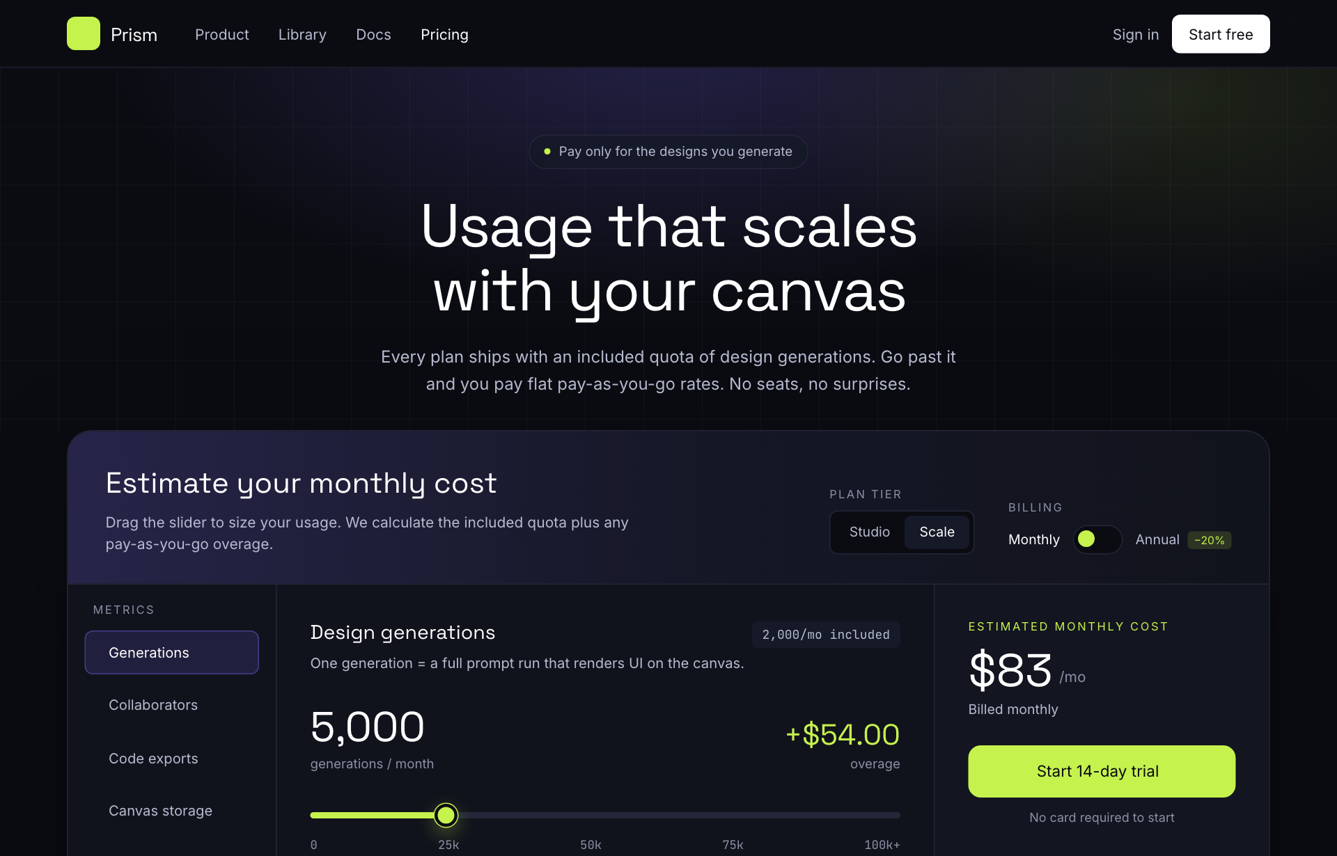Electric Dark Usage-Based Pricing Calculator
