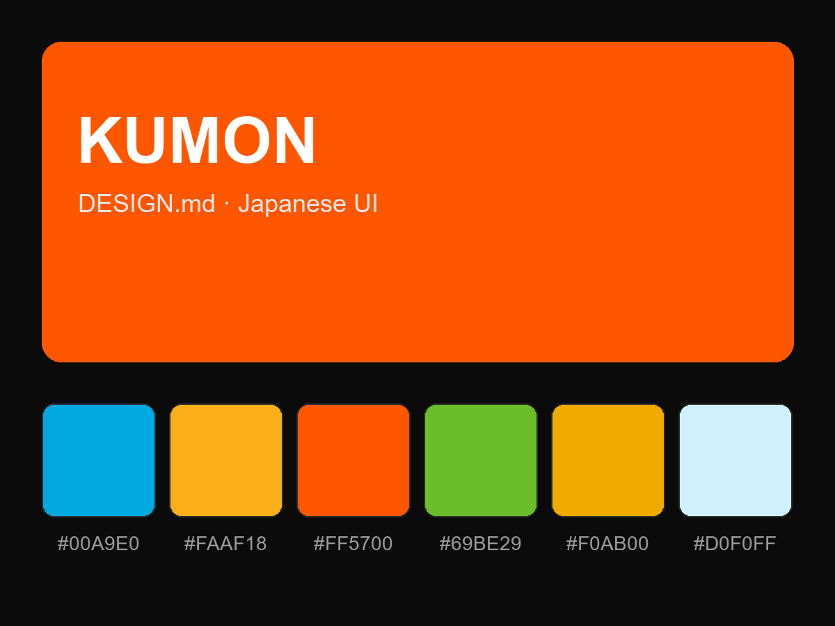 KUMON Style Design System (DESIGN.md, Japanese UI)