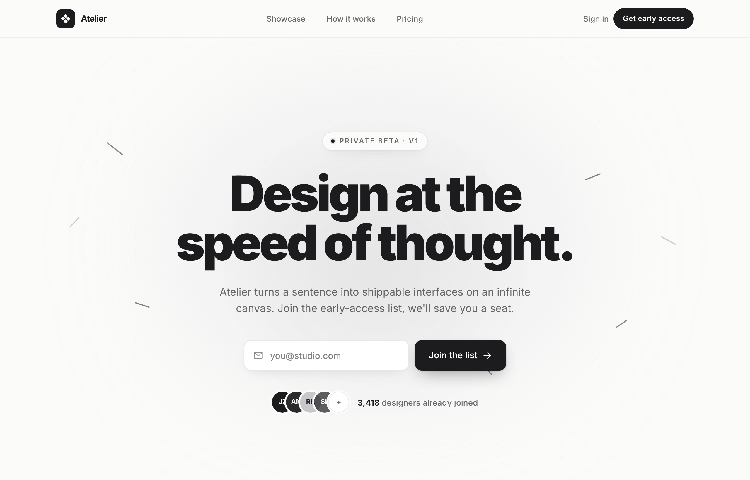 Atelier · Early Access (waitlist-minimal-graphite)