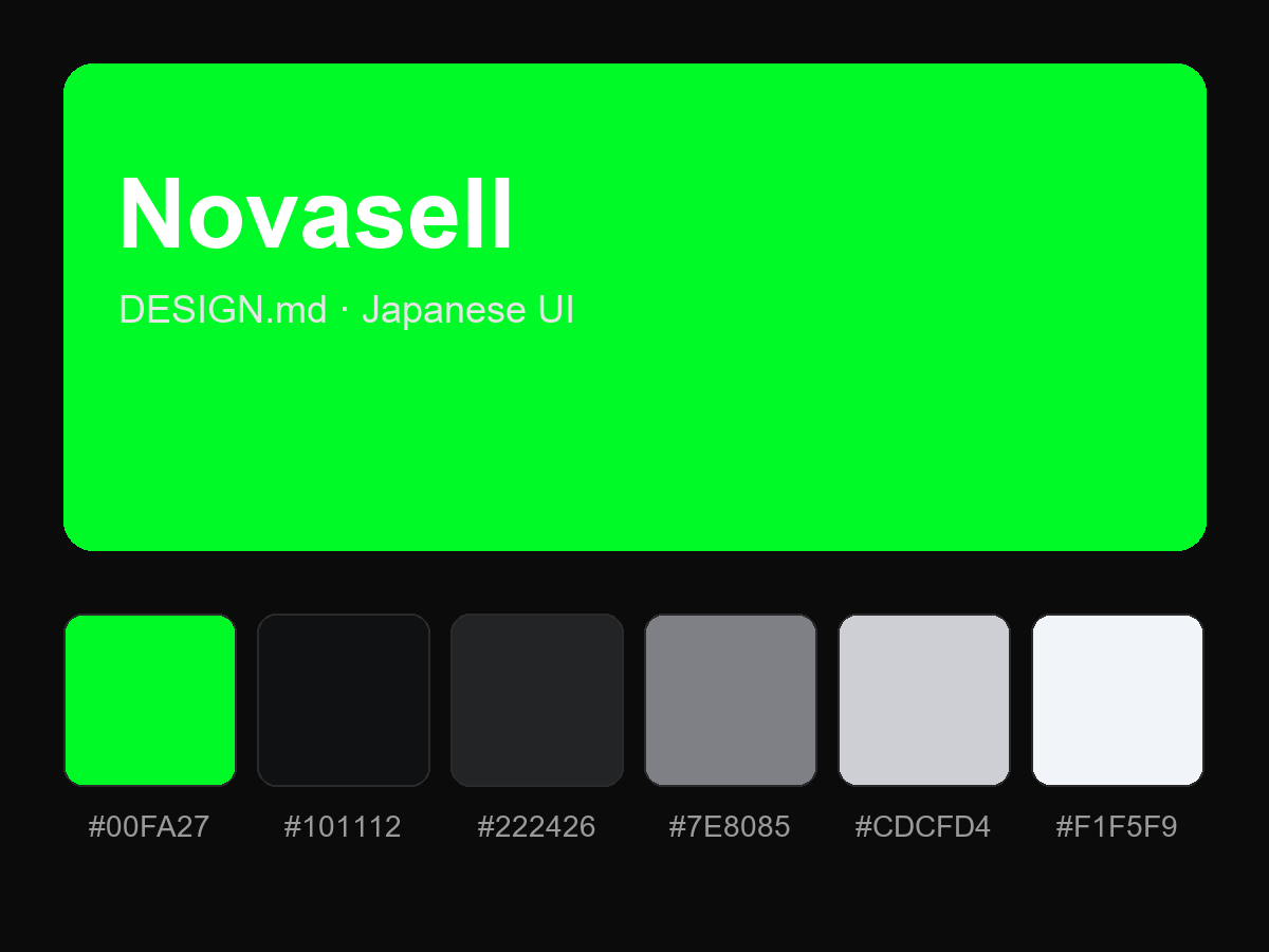 Novasell Style Design System (DESIGN.md, Japanese UI)