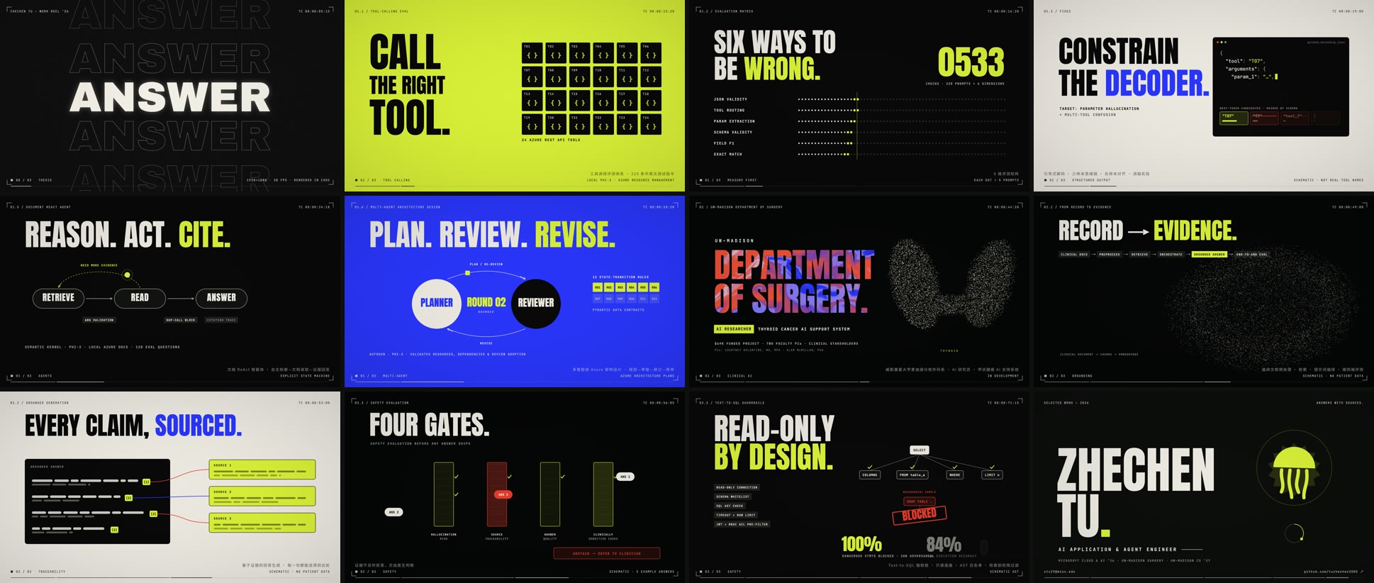 Kinetic Typography Showreel Skill · Black, Cream & Lime HUD Style