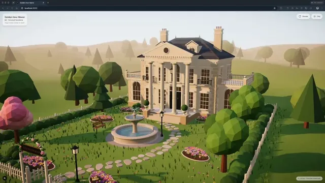 Golden Hour Manor 3D Scene