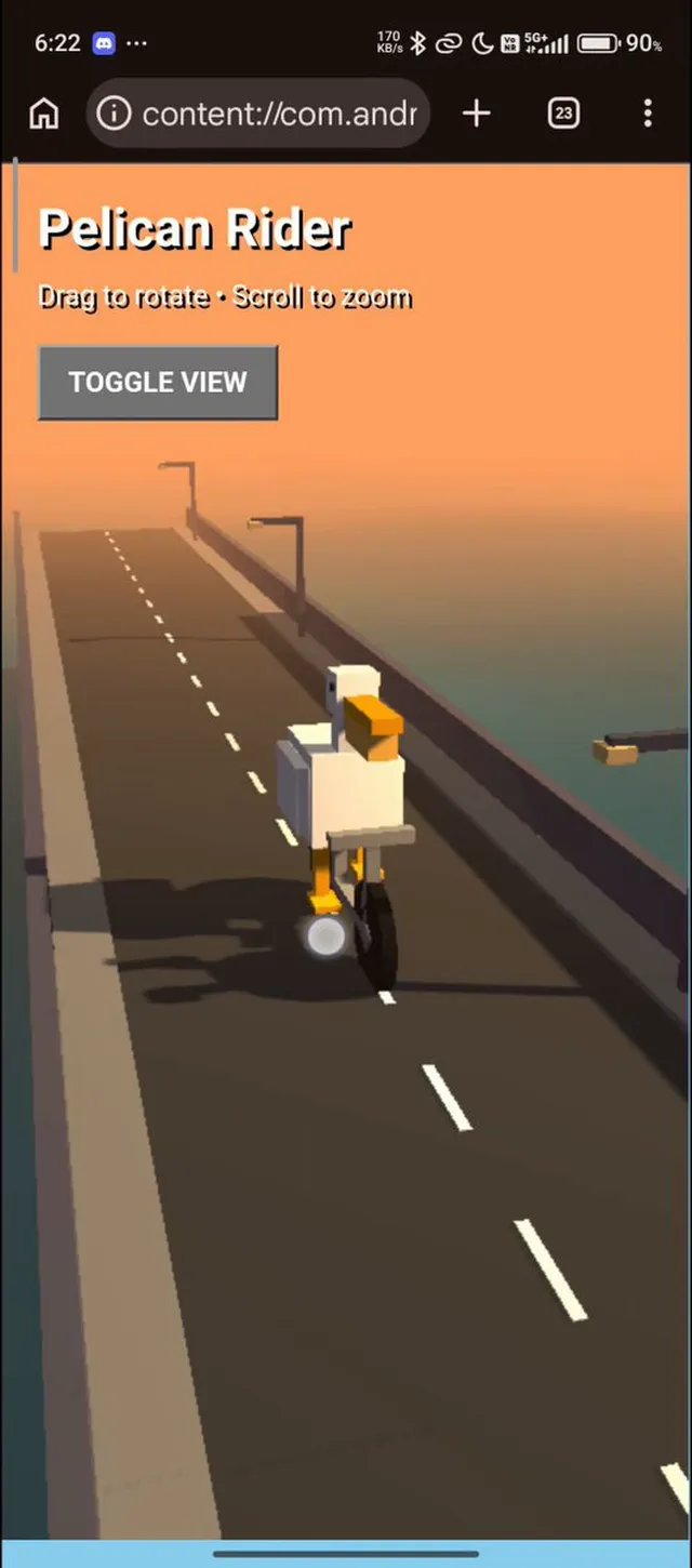 Pelican Riding a Bicycle Over the Bridge · Pixel Animation
