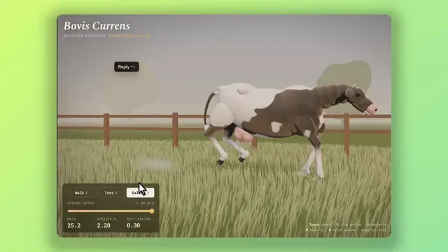 Physics-Simulated Running Cow