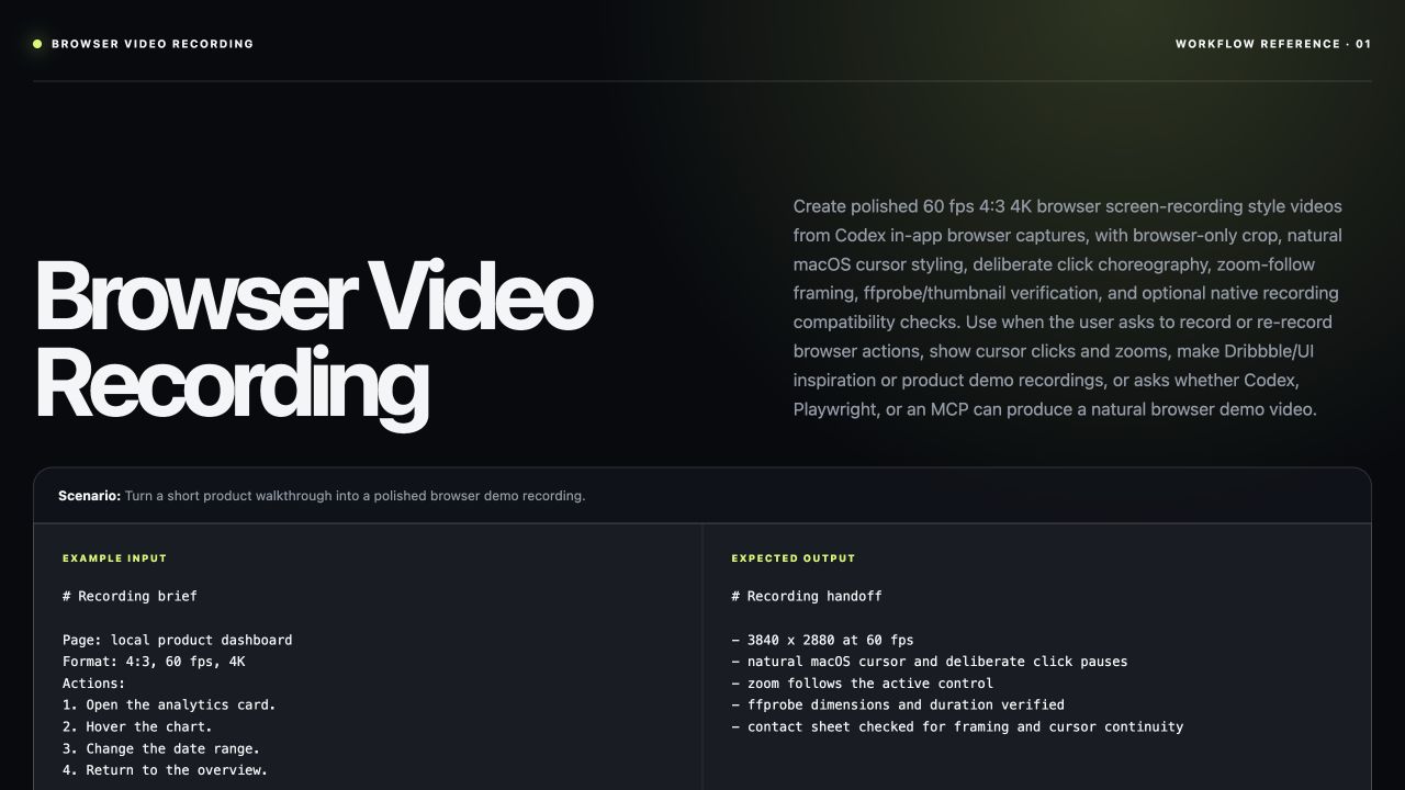 Browser Screen Recording Skill · 4K Product Demo