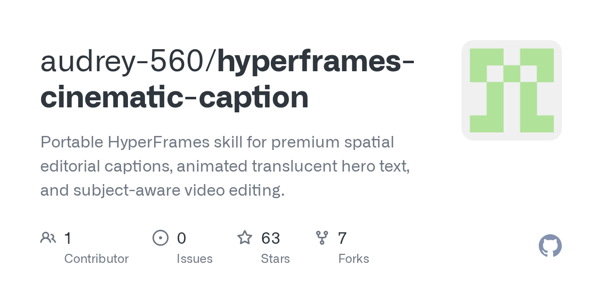 HyperFrames Cinematic Caption Skill · Subject-Orbit Typography